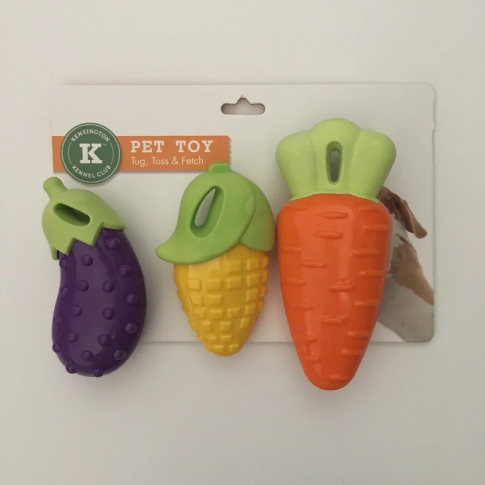 Dog Toys Set of 3 Veggies Durable Chewers NEW Kensington Kennel Club